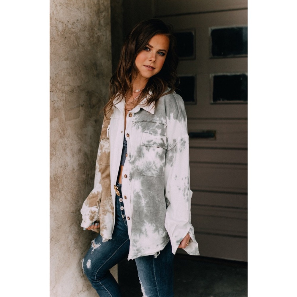 PRICE DROP RESTOCK! Tie Dye Utility Jacket in Toasted Coffee - Picture 5 of 10